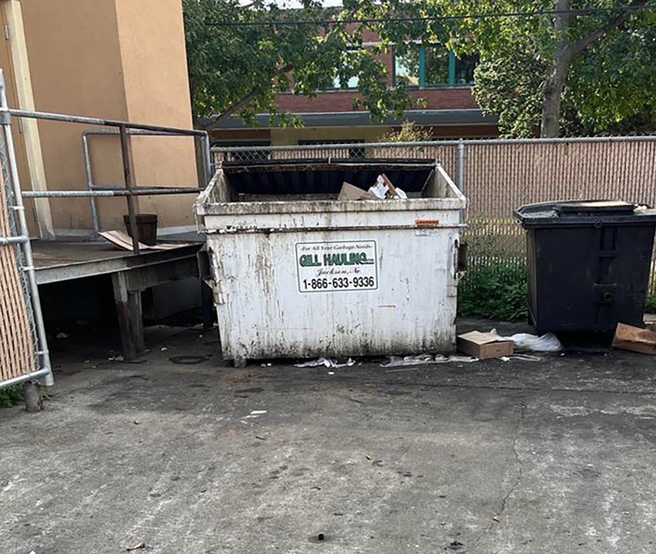 Before pro clean mobile wash power washed this garbage dumpster.