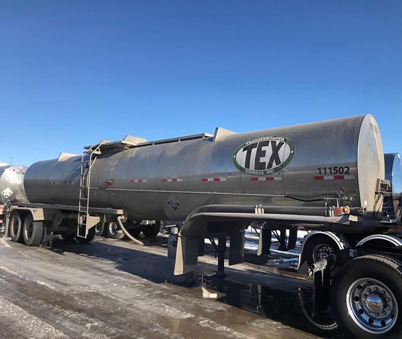 Before Pro clean mobile wash power washes an 18 wheeler tanker trailer.